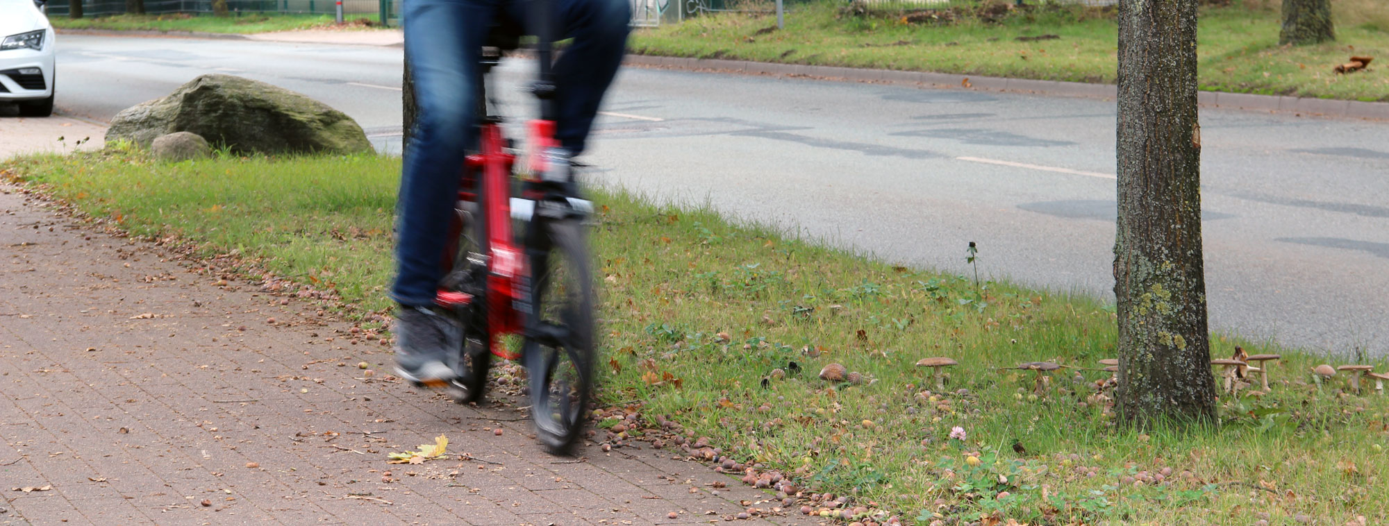 schnelles E-Bike auf Gehweg