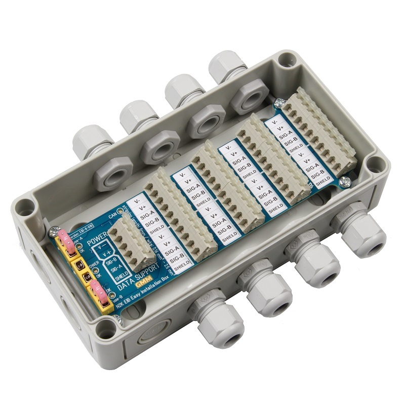 Ein hochwertiges Bild des GMM Active Circuit Breaker Hub (CBH), das sein kompaktes Design und seine Fähigkeit zur Verwaltung und zum Schutz mehrerer Stromkreise zeigt